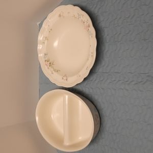 VTG Pfaltzgraff Tea Rose LG Serving Bowl Salad/Pasta Bowl 10" & Divided serving